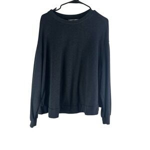 Joy Lab Long Sleeve Top Charcoal Crew Neck Adjustable Sweatshirt Size Large